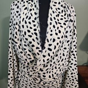 Umgee Black and White Polka Dot Blouse